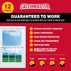 Catchmaster Window Fly Traps 12-Pack, Fruit Fly Traps for Indoors, Disposable Bulk Bug Catcher, Waterproof Insect Glue Trap, Adhesive Strips, Pest Control for Home, Kitchen, & Garage