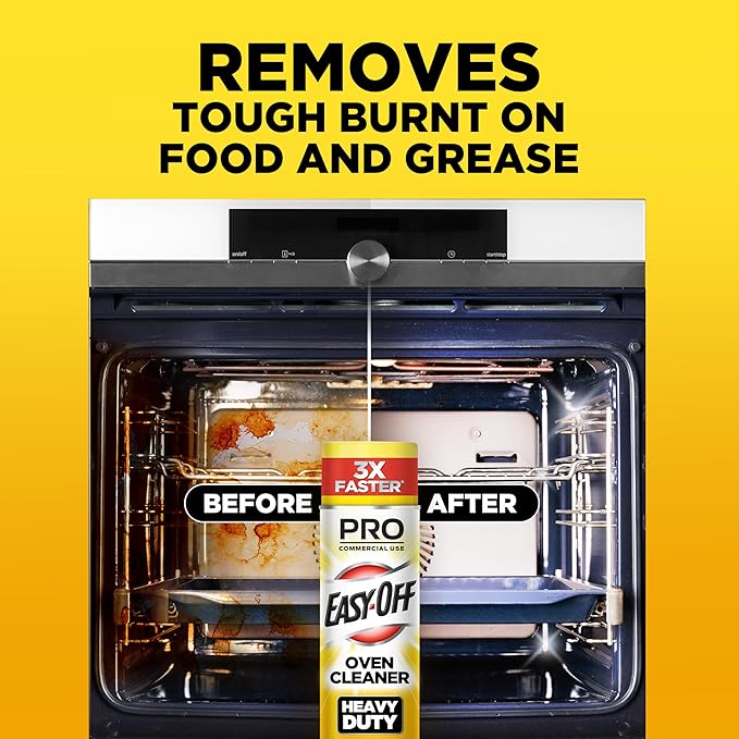 Easy-Off Professional Oven & Grill Cleaner, Removes Tough Burnt on Food and Grease, Lemon Scent, 24 Oz Can