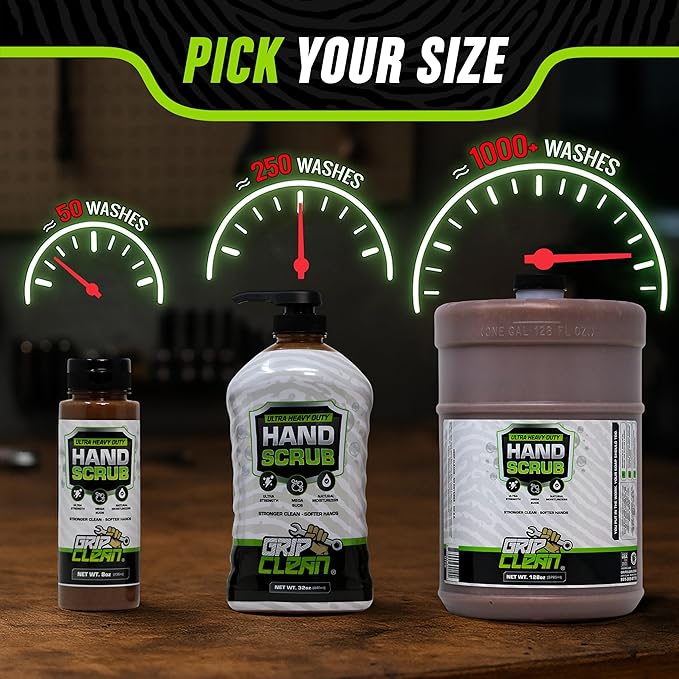 Grip Clean Ultra Heavy Duty Hand Cleaner for Mechanics – Walnut Shell & Clay-Infused Technology Removes Grease, Oil & Paint – Pro-Grade Industrial Hand Soap with Cherry Scent - 2 Gallon (Pack of 1)