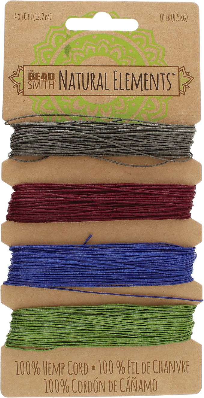 The Beadsmith 100% Hemp Cord – Dark Colors – .55mm, 40 Foot Spool, 10LB Test Strength – Twine for Jewelry Making, Macrame, Paper Crafts, Gardening, Scrapbooking, Home Décor, DIY String Art & More