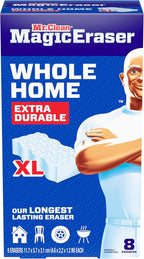 Mr. Clean Magic Eraser Sponge, All Purpose Cleaner, Long Lasting Cleaning Scrubber, Wall, Sneaker, Oven, Kitchen, Bathroom, Shower Cleaner, Cleaning Supplies, Whole Home Extra Durable XL, 8ct