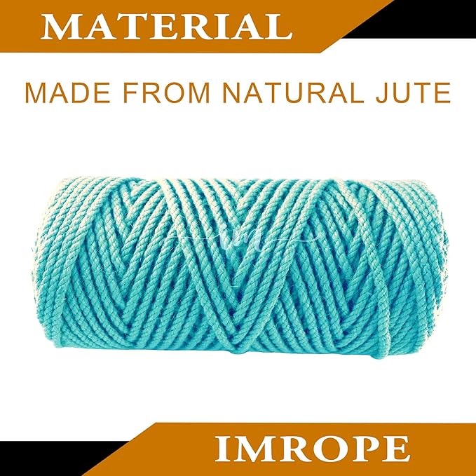 4mm x 100 Feet Blue Jute Rope, Twine for Gardening Tomato Climbing Plant Tie Floristry Crafts Gift Wrapping Packing Decor