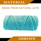 4mm x 100 Feet Blue Jute Rope, Twine for Gardening Tomato Climbing Plant Tie Floristry Crafts Gift Wrapping Packing Decor
