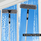 Professional 72'' Window Squeegee Cleaning Washing Tool/Kit with Extension Pole, 3 in 1 Squeegee for Window Cleaning Kit for High Window with 1 Rotatable Head 4 Interchangeable Scrubber
