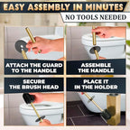 Stainless Steel Toilet Brush and Holder Set Gold & Square Design - Corrosion and Scratch-Resistant Gold Toilet Brush and Holder Set with Splash Protection - for Deep & Effective Bathroom Cleaning