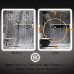 LED Bathroom Medicine Cabinet with Mirror, 30 Inch x 32 Inch Bathroom Mirror Cabinet with Door & Adjustable Shelves, Surface Mount or Recess Installation