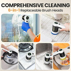 Electric Spin Scrubber, Cordless Shower Scrubber with Battery LCD Display for Kitchen, Bathroom and Window Cleaning Brush with 6 Replaceable Brush Heads, Full Body Waterproof IPX7-SD-CTB02