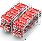 Canyave Soda Can Organizer Storage Rack, 2 Pack Stackable Beverage Soda Can Dispenser Organizer Holder for Refrigerator, Cabinet, Pantry (White)