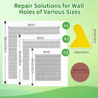8 Pack Drywall Repair Kit, 4/6/8 Inch Dry Wall Patch Kits for Small to Medium Holes with Scraper&Sandpapers, Heavy Duty Self-Adhesive Mesh, Drywall Hole Repair Kit for Wall Ceiling
