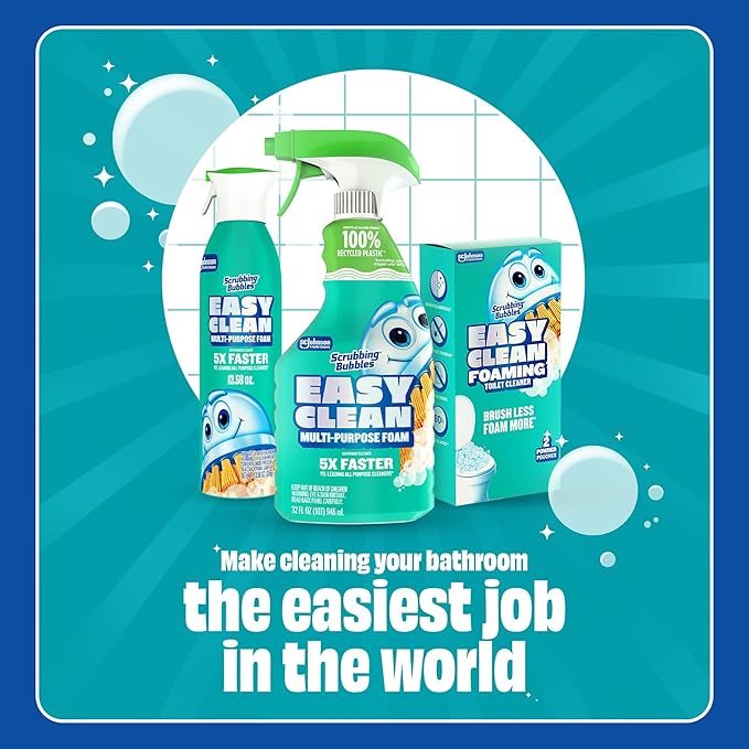 Scrubbing Bubbles Easy Clean Foaming Multipurpose Bathroom Cleaner Spray, Bottle Made from 100% Recycled Plastic, 32 Ounce Spray
