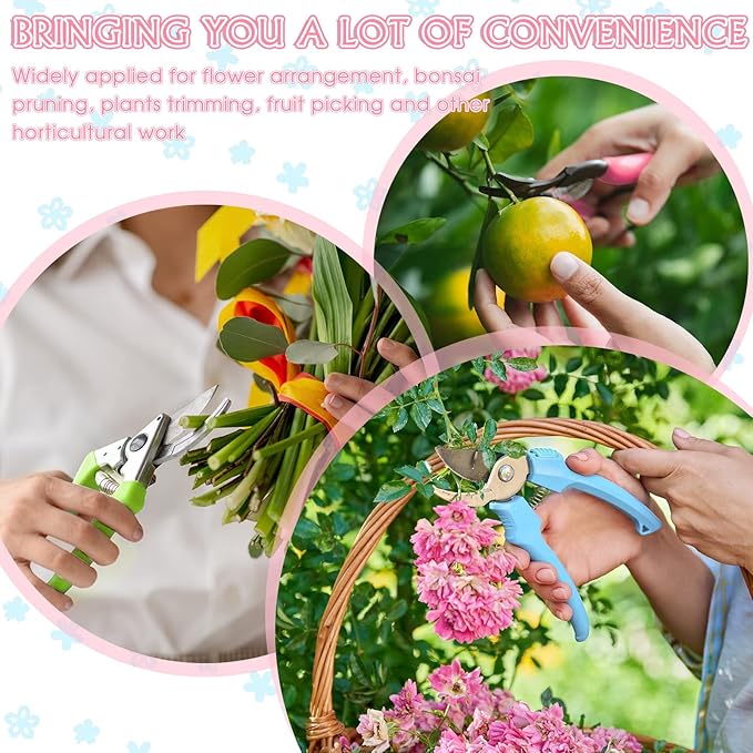 Jutom 8 Pcs Garden Shears Pruning Scissors Clippers Sharp Hand Pruners for Gardening Tools Cutting Flowers Trimming Plants Bonsai Fruits Picking, 4 Bypass Blade and 4 Straight Blade