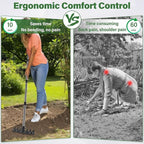 Weeding Rake Tool, Garden Weed Puller with Detachable Long Handle, 62 Inch Heavy Duty Hand Weed Remover Tool for Lawn, Yard, Atio and Backyard (7 Tines)