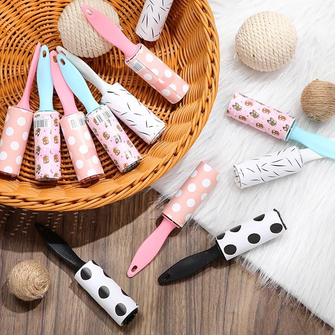 Hushee 40 Pcs Bulk Mini Lint Roller for Pet Hair and Clothes Lint Roller Travel Size Removers Sticky Removing Tool for Travel, Gift Bags, Furniture, Car Seat