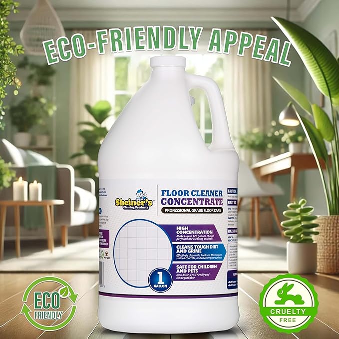 Sheiner's Multi-Surface Cleaner Concentrate, No-Rinse Floor Cleaner & Degreaser for Home, Office & Kitchen, Safe for Kids & Pets, Non-Toxic Lavender Scent All-Purpose Cleaning Supplies, 1-Gallon.