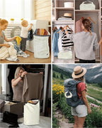 Travel Laundry Bag, Pump Free Vacuum Storage Bag Reusable Compression Dirty Clothes Travel Bag Waterproof Wet Dry Bags Large Capacity Space Saver Bags Camp Clothes Organizer (1 Pcs)(White, L)