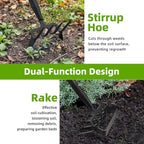 Weeding Hoe Garden Tool, 2 in 1 Stirrup Hoe and Cultivator with 73 inch Adjustable Long Handle, Heavy Duty Metal Garden Action Scuffle Hoes for Efficient Weeding Soil Aeration Small Weeder Tool