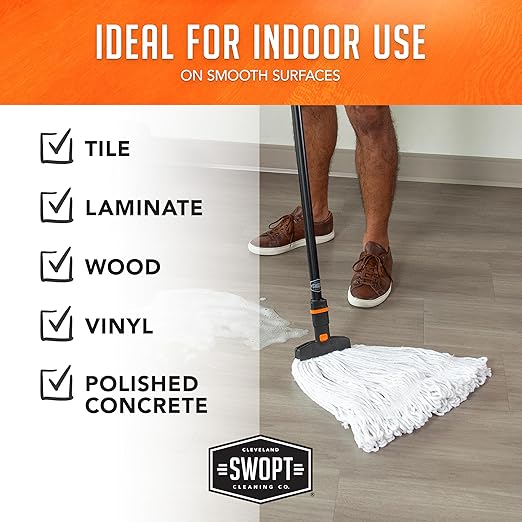 SWOPT 18” Microfiber Dust Mop, Microfiber Flexible Duster, Cotton Mop + 60" Steel Handle, Combo — Cleaning Heads With Long Handle Interchangeable With All SWOPT Cleaning Products — Machine Washable