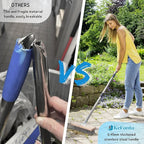 Stainless Steel Wire Scrub Brush with Long Handle for Deck, Concrete, Patio Floor Cleaning, 59'' Heavy Duty Stiff Metal Bristle Scrubber Broom for Outdoor Moss Removal