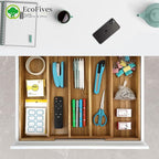 Luxury Acacia Silverware Organizer -Kitchen Drawer Organizer - Utensil Holder and Cutlery Organizer with Grooved Drawer Dividers for Flatware and Kitchen Utensils (5 Slot)
