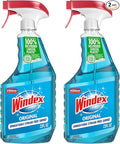 Windex Glass and Window Cleaner Spray Bottle, Packaging Designed to Prevent Leakage and Breaking, Surface Cleaning Spray, Original Blue Scent, 23 Fl Oz (Pack of 2)