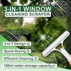 3 in 1 Window Cleaning Scraper, Window Squeegee with Sprayer, Window Cleaning Scraper for Windows, Walls, Car Windshields, Bathrooms, Kitchens, All-Purpose Window Cleaner Tool (White)