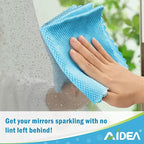 AIDEA Microfiber Glass Cleaning Cloths, 8PK, 16"x16" Premium Microfiber Glass and Window Cleaner, Lint Free Quickly Clean Windows, Glasses, Windshields, Mirrors, Stainless Steel