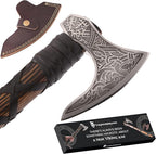 Genuine Viking Bearded Axe - 1095 Carbon Steel, 55-58 RC Hardness - Includes Leather Cover, 21.6 Inches