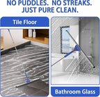 COBETE Floor Scrubber Grout Brush with 16.92IN Large Floor Rubber Squeegee, V-Shaped Scrub Brush and Foam Squeegee Collaborate Cleaning For Tiles, Marble, Glass in Bathrooms, Kitchen,Garages, Pet Hair