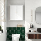 hooChoo Bathroom Wall Cabinet Set of 2, Over The Toilet Space Saver Storage Cabinet, Medicine Cabinet with 2 Door and Adjustable Shelves, Cupboard, White