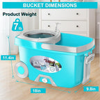 FunClean Spin Mop and Bucket,Mop and Bucket with Wringer Set for Home,360 Spinning Mopping Floor Cleaning Tool with 6 Microfiber Replacement Head Refills,61" Extended Handle, 2X Wheel - Blue