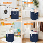 TasticTotes laundry basket 3-Pack, laundry hamper, Hamper with handles, collapsible laundry baskets, Waterproof dirty clothes hamper, Towel Storage for Home or Dorm, 75L-Blue