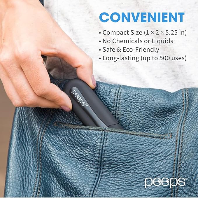 CarbonKlean Peeps Glasses Cleaner - for Eyeglasses, Reading Glasses, and More - Lens Cleaner with Carbon Microfiber Tech - Injected Blue - 1 Count