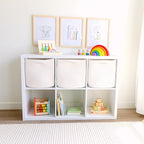 NaturalCozy 13 Inch Cube Storage Bins Cotton Rope Woven Baskets for Organizing 3-Pack | 13 x 13 Storage Cubes | Fabric Square Storage Baskets for Shelves Organizer, Kids Toy Bins, Closet Baby Nursery