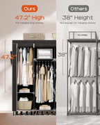 CASAMAYA Portable Closet, 66.9 Inch Large Capacity Wardrobe Closet with Cover, Clothes Storage Organizer with Shelves and 4 Hanging Rods, Easy to Assembly, Black PCT204B01