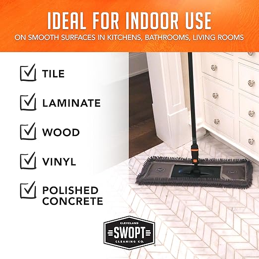 SWOPT 24” Microfiber Dust Mop Refill – Microfiber Cleaning Pads for Use on Wood, Laminate, Tile – Interchangeable with All SWOPT Cleaning Products for More Efficient Cleaning and Storage