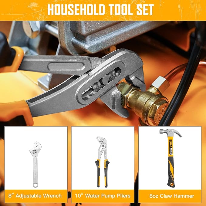 TOLSEN Tool Set for Home Maintenance and Daily Use, General Household Hand Tool kit with Plastic Storage Toolbox, 119 Pieces Home Tool Kits for All Purpose