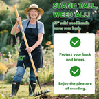 Iron Weeding Rake with Handle 2.0, 2025 Upgraded 8 Teeths Garden Weed Puller Tool Heavy Duty Gardening Tool for Lawn, Flower Beds & Soil Aeration