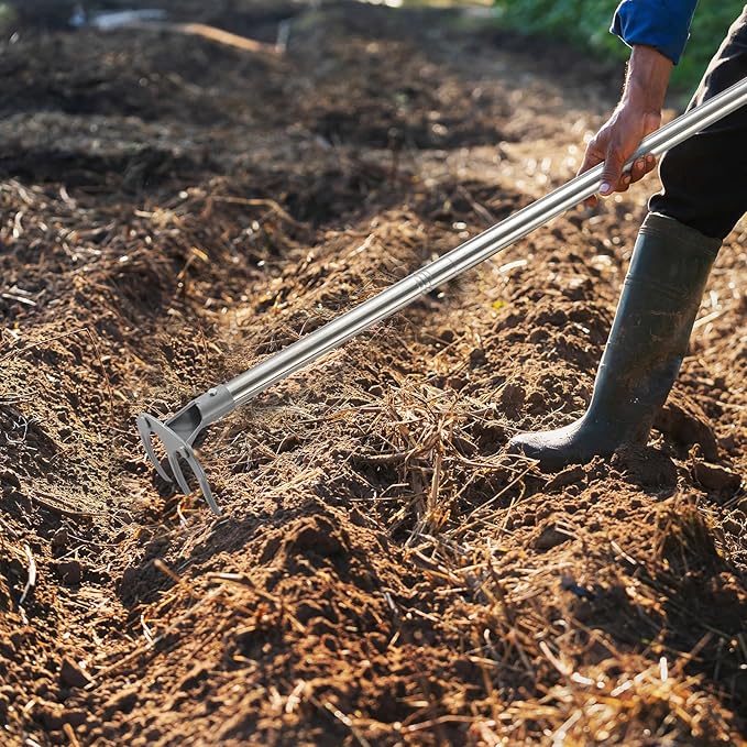 Professional Garden Hoe 63 Inch Long with Adjustable Long Handle - Heavy Duty Weeding & Cultivating Tool for Gardening, Lawn, and Yard Work