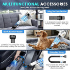 CKIKH Handheld Vacuum Cordless, 15000PA Strong Suction Hand Held Car Vacuum Cleaner Portable with Multi-Nozzles & Washable Filter, Lightweight Rechargeable Vacuum Cleaner for Home, Car, Office, Pets