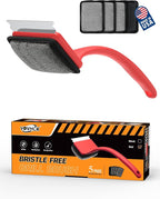 Grill Brush Bristle Free, Grill Cleaner Brush with 5 Replacement Heads, Ultra Safe Grill Brush for Outdoor Grill, Cast Iron, Stainless Steel Grates, Grill Scraper Outdoor BBQ Grill, Red