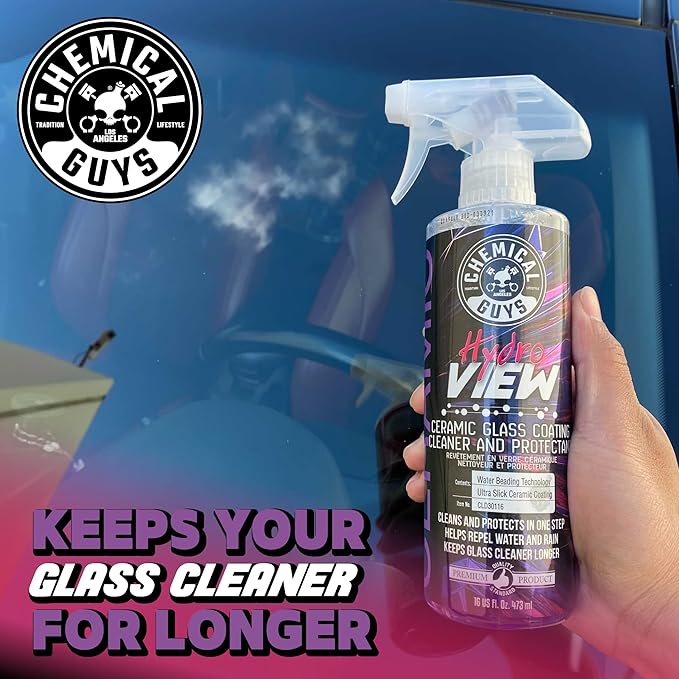 Chemical Guys CLD30116 HydroView Ceramic Glass Cleaner, Water Repellent & Protective Coating (Works on Glass, Windows, Mirrors, Navigation Screens & More; Car, Truck, SUV and Home Use), 16 fl oz