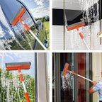 Window Squeegee for Window Cleaning with Retractable Pole, Squeegee Window Cleaner Tool 2 in 1 Car Window Cleaning Tool Telescopic Window Washing Equipment, Shower Squeegee for Glass Door