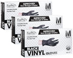 ForPro Disposable Vinyl Gloves, Black, Industrial Grade, Powder-Free, Latex-Free, Non-Sterile, Food Safe, 2.75 Mil. Palm, 3.9 Mil. Fingers, Medium, (Pack of 300)