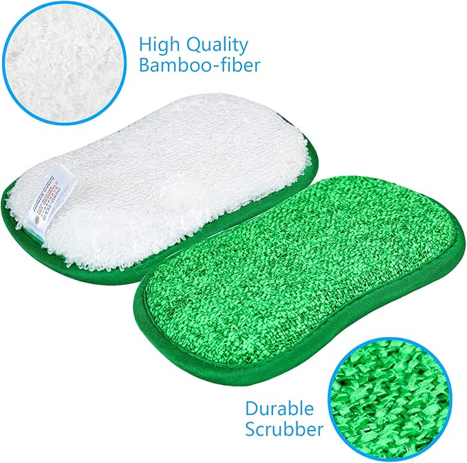 Kitchen Dish Sponge Scrubber Non Scratch, Dishcloth No Odor Reusable Washable Multipurpose Scrub Pads Sponges Heavy Duty for Dawn Dish Soap Cleaning of Sink Pans