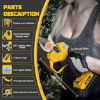 TOCiTAA Cordless Electric Pruning Shears Compatible with Dewalt 20v Battery, Portable Pruner Garden Tool Brushless & Imported SK7 Steel Blades, 1.5-2 Inch Cutting Diameter (Tool Only)