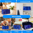 Simple Deluxe 4 Pack Moving Bags, Heavy Duty Storage Totes with Lids, Sturdy Handles& Zipper, Moving Boxes Alternative, Extra Large, for Clothes Packing, Moving Supplies, Blue
