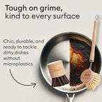 Vove Dish Brush Bundle - FSC-Certified Bamboo Dish Brush & Scrub Brush, 3 Replacement Heads - Natural Fiber Bristles - Non-Toxic, Plastic-Free Kitchen Set