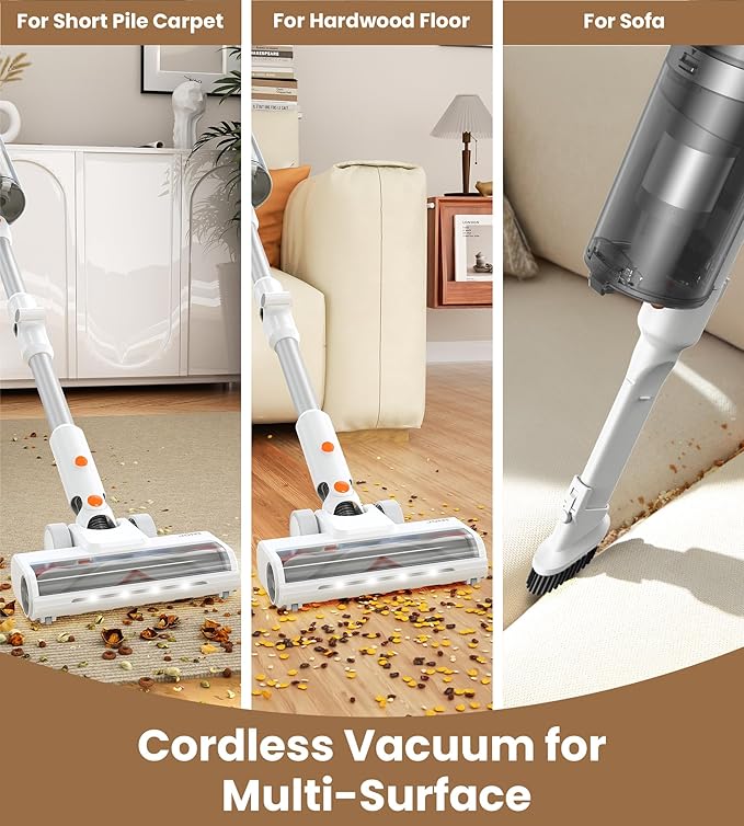 JONR VC08 Pro Cordless Vacuum Cleaner with Auto-Empty Station Powerful Suction, 2.5L Large Dust Bag, 3 in 1 Clean Staion, Rechargeable, Stick Vacuum for Pet Hair, Carpets & Hardfloor