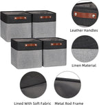 HNZIGE Fabric Cube Storage Baskets Bins Cube Baskets 11x11, Set of 4, Foldable Storage Cube Bin Baskets for Shelves with Handles, Bins for Cube Organizer Home Toy Nursery Closet Bedroom(Black White)