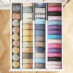 SpaceAid Bamboo Dresser Drawer Dividers 6 Pack, 4.65“ High Adjustable 17“-22” Drawer Organizers, Expandable Organization for Clothing, Clothes, Dressers, White